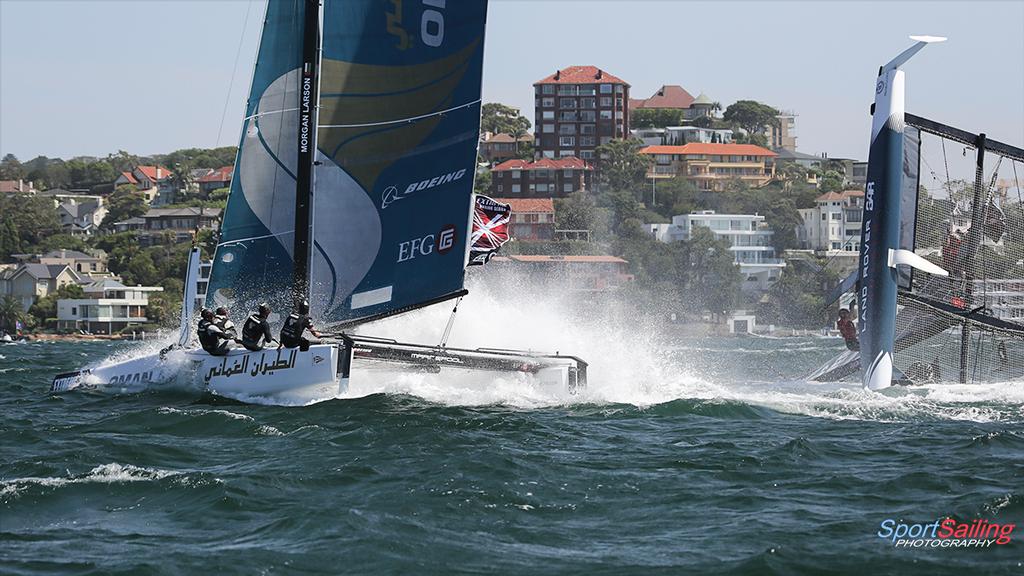 Hit the brakes and they'll fly right by... - Extreme Sailing Series - Sydney © Beth Morley - Sport Sailing Photography http://www.sportsailingphotography.com